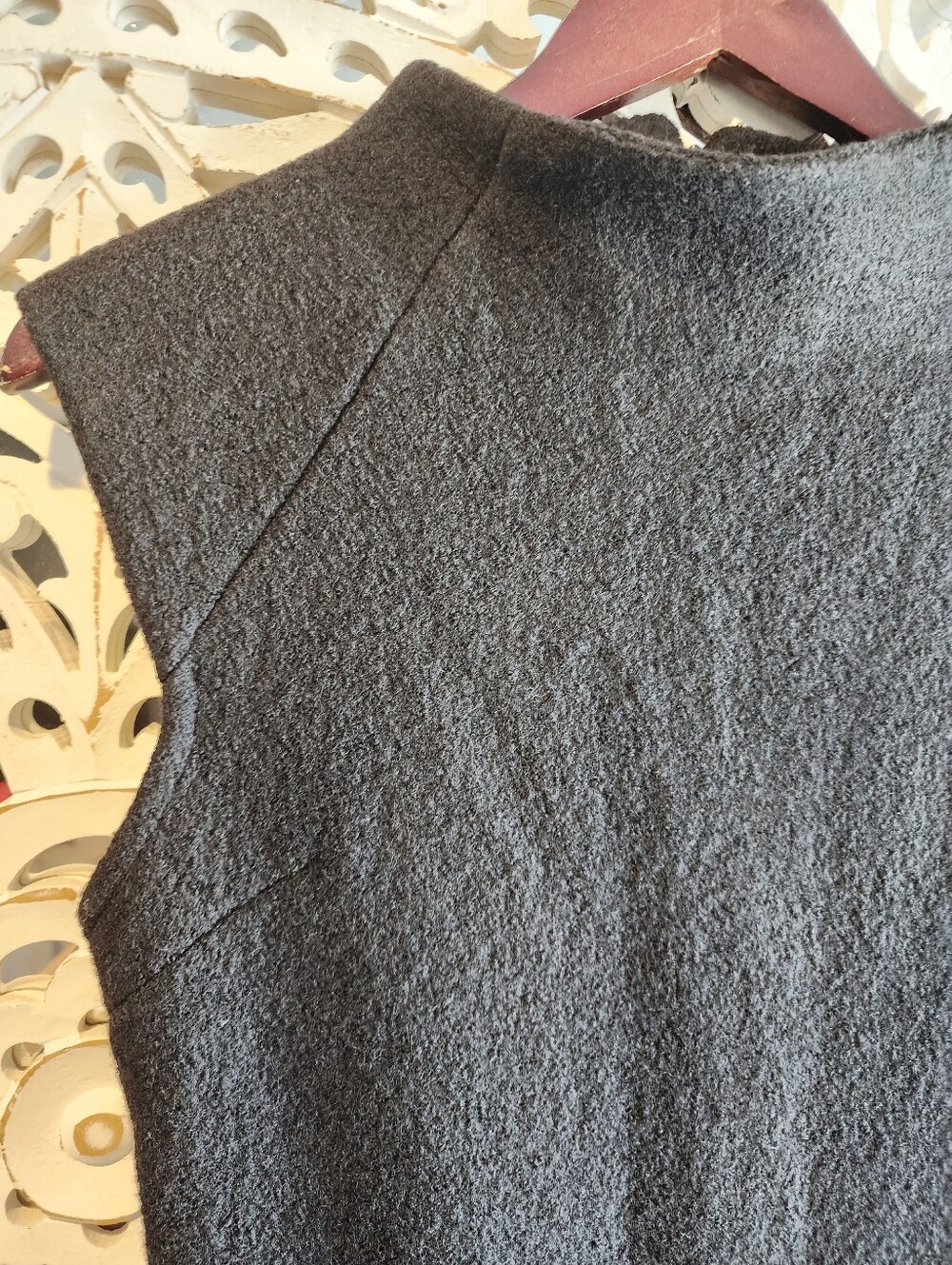 ZARA 100% WOOL HIGH NECKLINE SLEVELESS MINIBL DRESS BACK ZIPPER SIZE MEDIUM - Picture 5 of 16